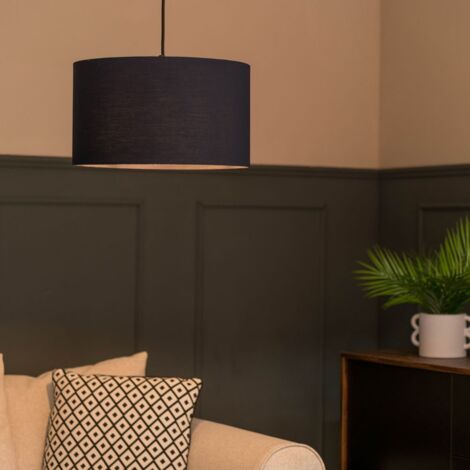 Reni Navy Blue Fabric Medium Ceiling Pendant Lamp Shade