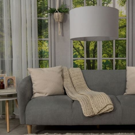 Reni Grey Fabric Large Ceiling Pendant Lamp Shade