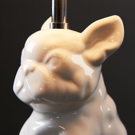 Ceramic Bulldog Table Lamp With Taspered Shades - White - No Bulb