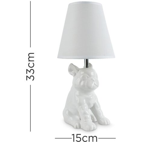 Ceramic Bulldog Table Lamp With Taspered Shades - White - No Bulb