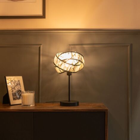 Hudson Acrylic Jewel Twist Chrome Table Lamp with Tortoise Shell Lampshade