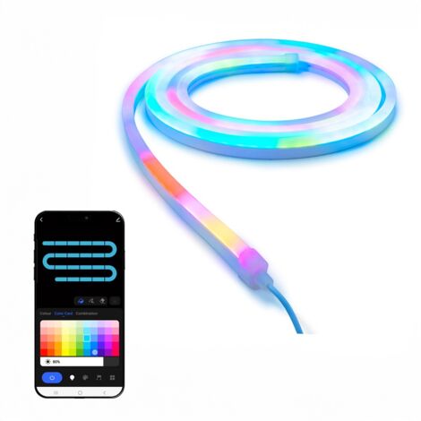 RGBIC 5M Smart Rope Light, WiFi App Control, Music Sync Colour Changing LED Lights, Neon Strip Light