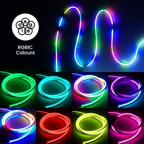 RGBIC 5M Smart Rope Light, WiFi App Control, Music Sync Colour Changing LED Lights, Neon Strip Light
