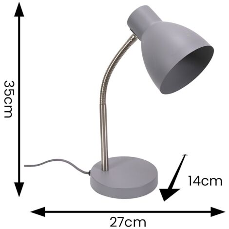 Keela Grey Adjustable Flexi Neck Desk Lamp Task Reading Light for Living Room office