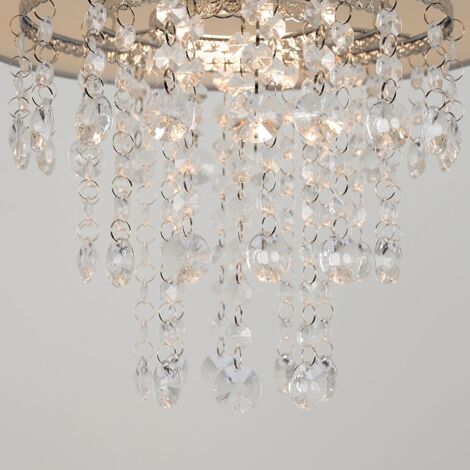 Jesmond Pair of Acrylic Jewel Effect Droplet Grey Ceiling Pendant Light Shades