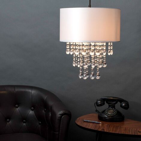 Jesmond Pair of Acrylic Jewel Effect Droplet Grey Ceiling Pendant Light Shades