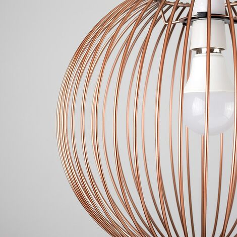 Faraday Copper Ceiling Pendant Shade and B22 Pear LED 4W Warm White 2700K Bulb