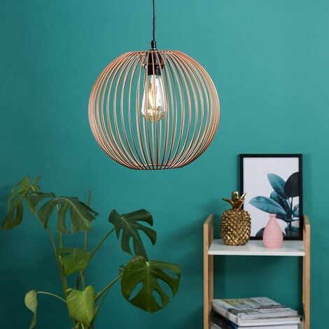 Faraday Copper Ceiling Pendant Shade and B22 Pear LED 4W Warm White 2700K Bulb