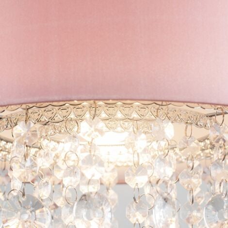 Jesmond Pink Ceiling Pendant Droplets Shade and B22 GLS LED 10W Warm White 3000K Bulb