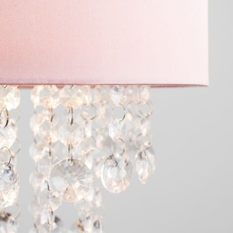 Jesmond Pink Ceiling Pendant Droplets Shade and B22 GLS LED 10W Warm White 3000K Bulb