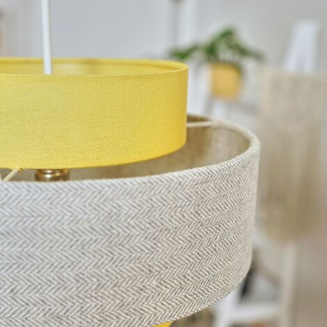 Weaver Yellow Ceiling Pendant Shade and B22 GLS LED 10W Warm White 3000K Bulb