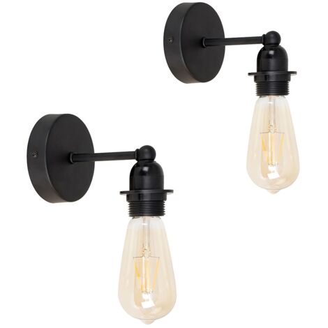 Cambourne Pair of Industrial Style Satin Black Pipework Single Wall Lights