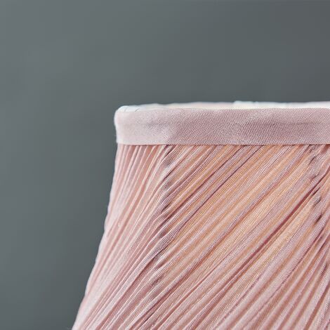 Chrome Touch Table Lamps With Pleated Pink Lampshade Acrylic Jewel Design - No Bulb