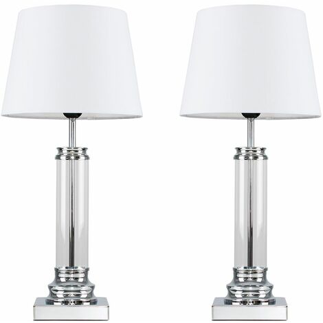 Clear Glass Column Touch Table Lamps, Clear Lamp Shades For Table Lamps