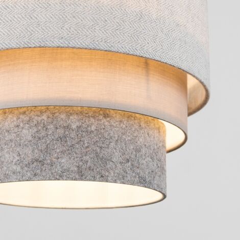 Aztec Round Modern 3 Tier Fabric Ceiling Pendant Lamp Light Shade in Herringbone- Includes 10w LED Bulb