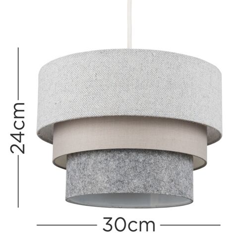 Aztec Round Modern 3 Tier Fabric Ceiling Pendant Lamp Light Shade in Herringbone- Includes 10w LED Bulb