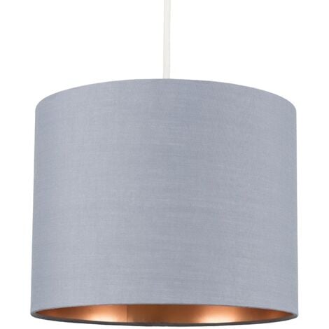 Reni Grey and Copper Small Ceiling Pendant Table Lamp Drum Light Shade