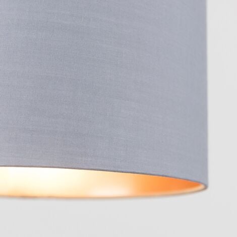 Reni Grey and Copper Small Ceiling Pendant Table Lamp Drum Light Shade