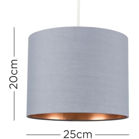 Reni Grey and Copper Small Ceiling Pendant Table Lamp Drum Light Shade