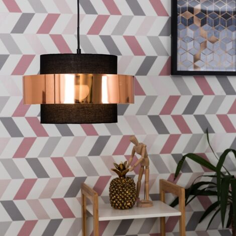 Matildo Modern Black and Copper Cylinder Ceiling Pendant Light Shade