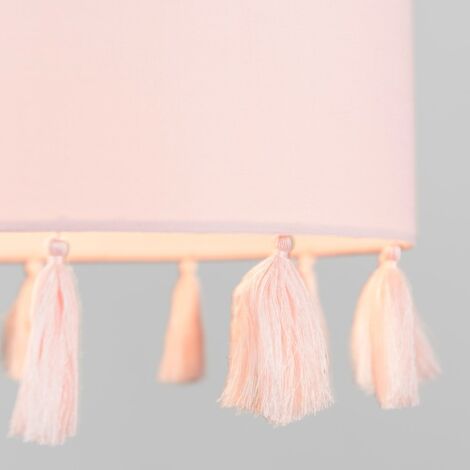 Vivian Modern Pink Drum Tassel Living Room Bedroom Hallway Ceiling Pendant Light Shade