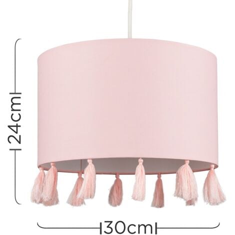 Vivian Modern Pink Drum Tassel Living Room Bedroom Hallway Ceiling Pendant Light Shade