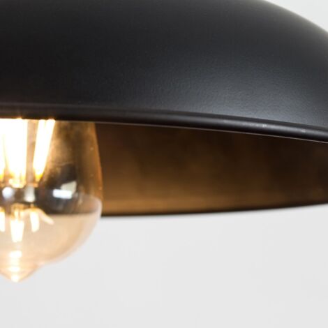Duomo Industrial Style Black Metal Ceiling Pendant Light Fitting with LED Bulb