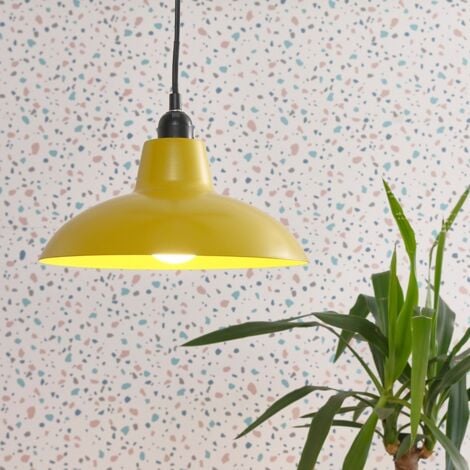 Civic Metro Yellow Ceiling Pendant Shade and B22 GLS LED 10W Warm White 3000K Bulb
