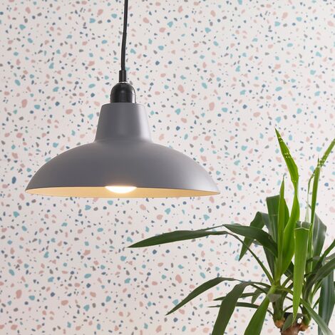 Civic Metro Grey Ceiling Pendant Shade and B22 GLS LED 10W Warm White 3000K Bulb