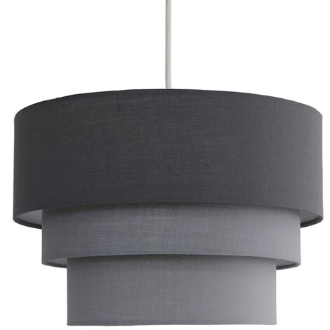 Aztec 3 Tier Modern Dark Grey Fabric Ceiling Pendant Light Shade