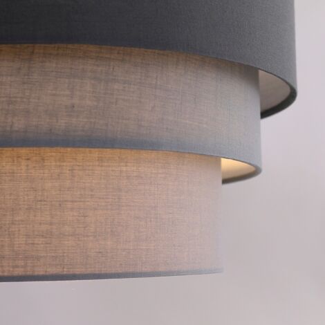 Aztec 3 Tier Modern Dark Grey Fabric Ceiling Pendant Light Shade