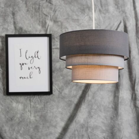 Aztec 3 Tier Modern Dark Grey Fabric Ceiling Pendant Light Shade