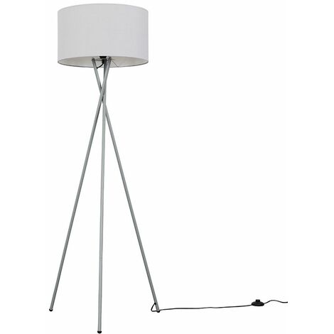 Floor Lamp Tripod Camden Light in Grey with Cylinder Lampshade - Cool Grey