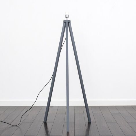 Barbro Modern Grey Wood Tripod Floor Lamp Base