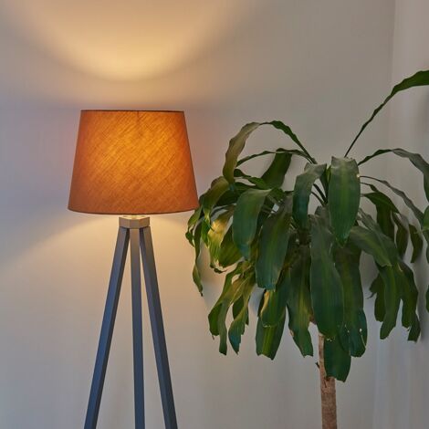 Barbro Modern Grey Wood Tripod Floor Lamp Base