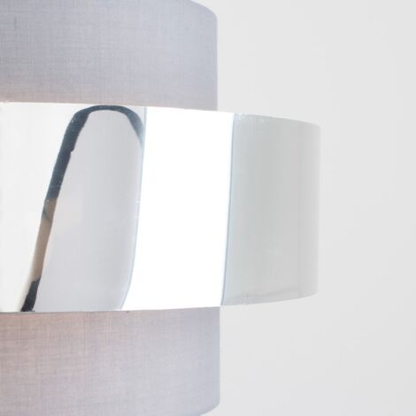 Matildo Modern Grey and Chrome Cylinder Ceiling Pendant Light Shade