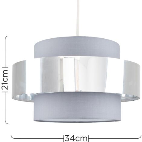 Matildo Modern Grey and Chrome Cylinder Ceiling Pendant Light Shade