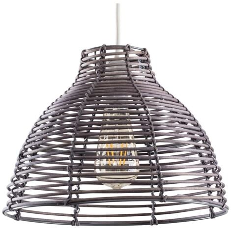 Lobster Wicker Rattan Grey Ceiling Pendant Light Shade