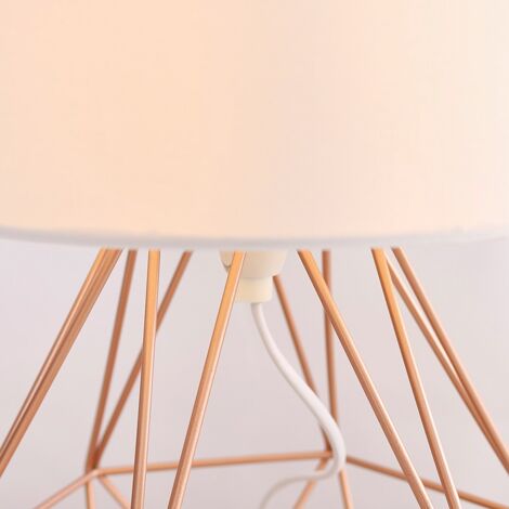 Melrose Geometric Touch Table Lamp In Copper With Fabric Lampshades White No Bulb Melrose Geometric Touch Table Lamp In, Angus Geometric Table Lamp With White Shade
