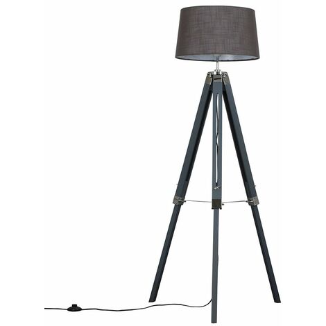 Tripod Floor Lamp Clipper Standing Light in Grey with Doretta Shade - Dark Grey