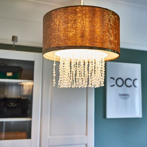 Boland Gold Ceiling Pendant Droplets Shade and B22 GLS LED 10W Warm White 3000K Bulb