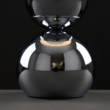 Large Marissa Polished Chrome Table Lamp + LED Bulb - White