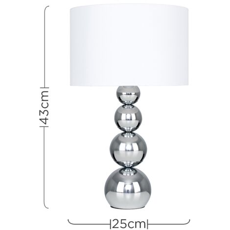 Large Marissa Polished Chrome Table Lamp + LED Bulb - White