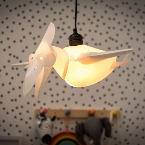 White Ceiling Pendant Shade and B22 GLS LED 6W Warm White 3000K Bulb