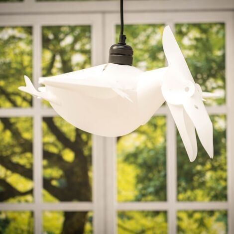 White Ceiling Pendant Shade and B22 GLS LED 6W Warm White 3000K Bulb