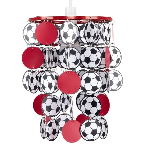 Football Red Ceiling Pendant Shade and E27 GLS LED 6W Warm White 3000K Bulb