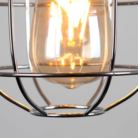 Penglai Ceiling Pendant Light Shade Metal Lampshade - Chrome & White - Including LED Bulb