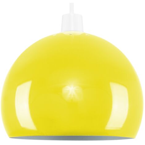 Arco Yellow Dome Ceiling Pendant Shade and E27 GLS LED 10W Warm White 3000K Bulb
