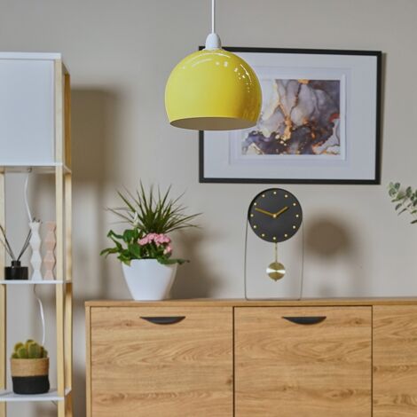 Arco Yellow Dome Ceiling Pendant Shade and E27 GLS LED 10W Warm White 3000K Bulb