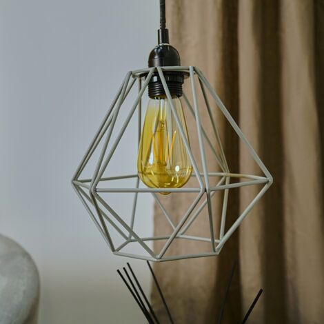 Easy Fit Ceiling Light Shade + 4W LED Filament Bulb - Grey